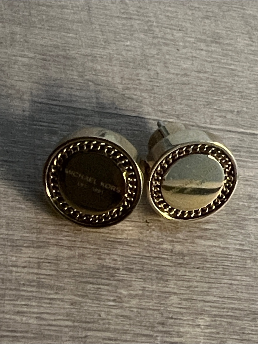 Michael Kors Gold-Tone Round Logo studs